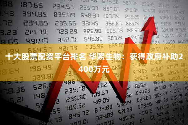 十大股票配资平台排名 华熙生物：获得政府补助2400万元
