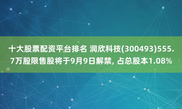 十大股票配资平台排名 润欣科技(300493)555.7万股限售股将于9月9日解禁, 占总股本1.08%
